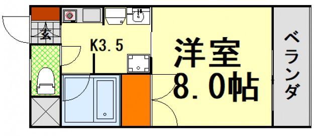 パークヒルズA(1K/1階)の間取り写真