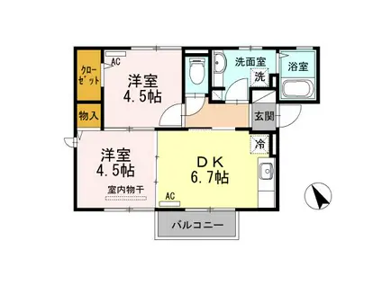 トロワーズ湘南III(2DK/2階)の間取り写真