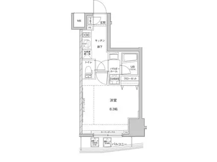 ジェノヴィア東大前グリーンヴェール(1K/9階)の間取り写真