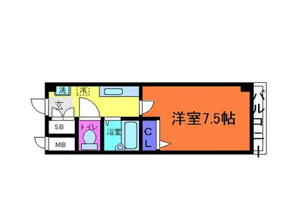 ブロスコート六甲II(1K/6階)の間取り写真