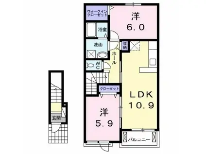 ペンティーオ小田倉 C館(2LDK/2階)の間取り写真