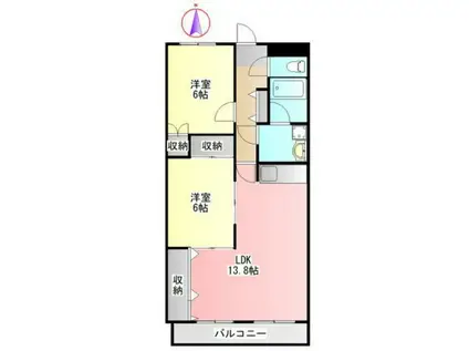 ハイツひまわり(2LDK/1階)の間取り写真