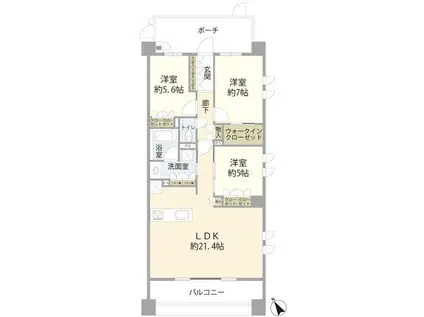 プレシス横濱山手パークフロント(3LDK/4階)の間取り写真