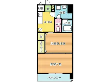 WINGS片野II(2K/4階)の間取り写真