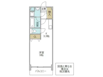 サザンテラス不二美荘(ワンルーム/3階)の間取り写真