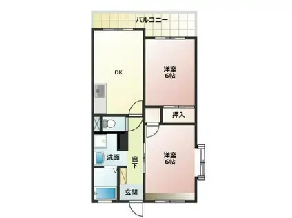 メゾン多摩(2DK/4階)の間取り写真