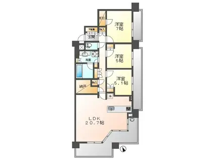 プラウド平針(3LDK/7階)の間取り写真