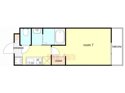 ROOST南武庫之荘(1K/1階)の間取り写真