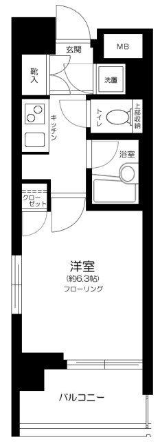 パレステュディオ芝浦シティ(1K/6階)の間取り写真