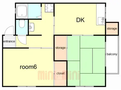 下祇園コーポ(2DK/2階)の間取り写真