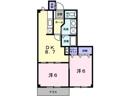 ラフィネA・B(2DK/1階)の間取り写真