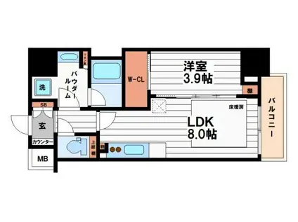 アーバネックス天満橋FRONT(1LDK/6階)の間取り写真