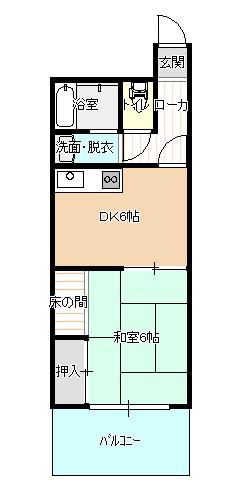 グランフォルム倉吉(1DK/2階)の間取り写真