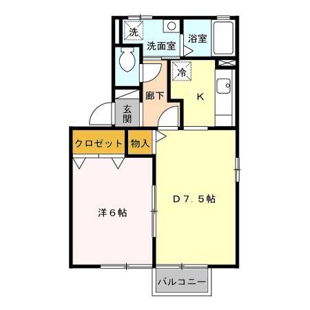 プチ・ヴィラージュD(1LDK/2階)の間取り写真