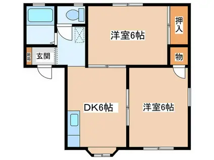 クローバーハイツA(2DK/2階)の間取り写真