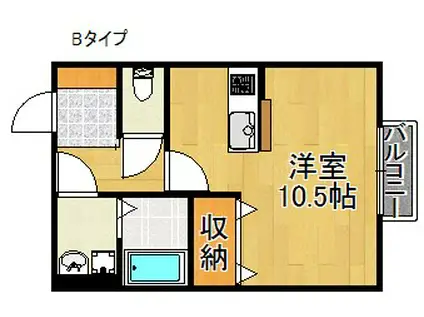 シェルズレイク日根野A・B・C棟(ワンルーム/1階)の間取り写真