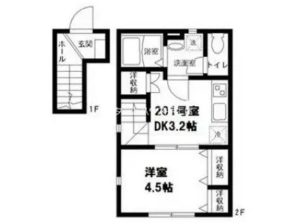 サンハイムミツフジ(1DK/2階)の間取り写真