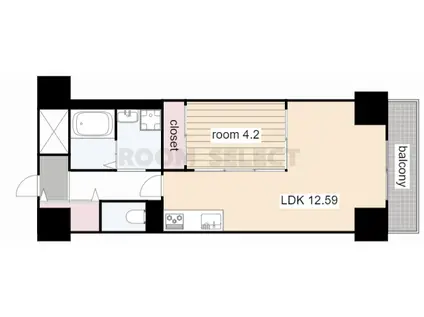 PRIMAL千種STELO(1LDK/4階)の間取り写真