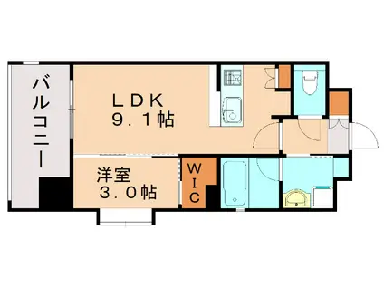 サニークレスト東比恵II(1LDK/6階)の間取り写真