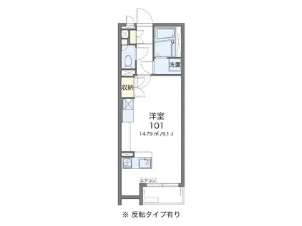ミランダカーサ カルマK(ワンルーム/2階)の間取り写真