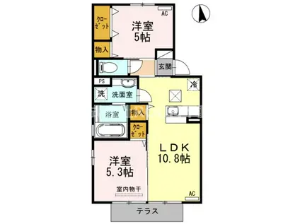 ボーン恵(2LDK/1階)の間取り写真