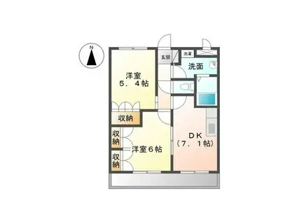 グリーンヒル函南(2DK/1階)の間取り写真