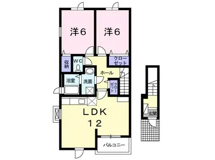 アルページュ東赤田A(2LDK/2階)の間取り写真
