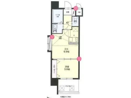 NO66 ギャランティー21博多(1DK/6階)の間取り写真