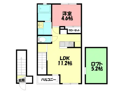 レザンベルク(1LDK/2階)の間取り写真