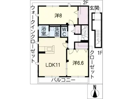 レトアCIELB(2LDK/2階)の間取り写真