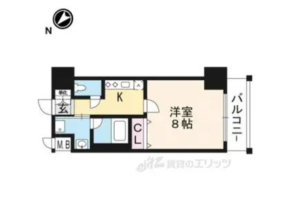 ベラジオ京都洛南2(1K/2階)の間取り写真