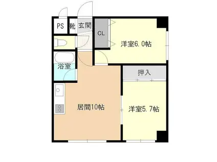 ひふみビル(2LDK/3階)の間取り写真