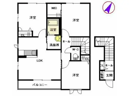 ビューコートM A(3LDK/2階)の間取り写真
