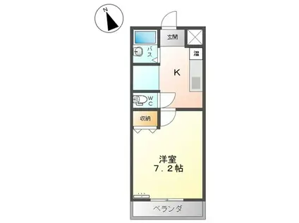 クレッセント(1K/1階)の間取り写真