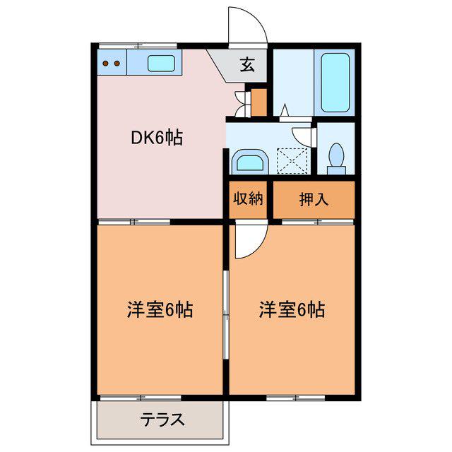フレグランス平田(2DK/1階)の間取り写真