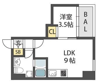 JESUS SQUARE NIPPOMBASHI(1LDK/3階)の間取り写真