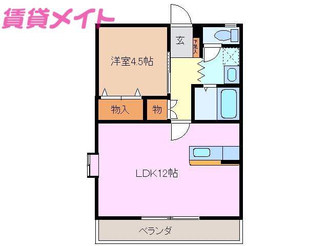 コーキア矢田(1LDK/3階)の間取り写真