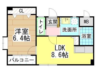 アンビエンス小倉駅前(1LDK/7階)の間取り写真