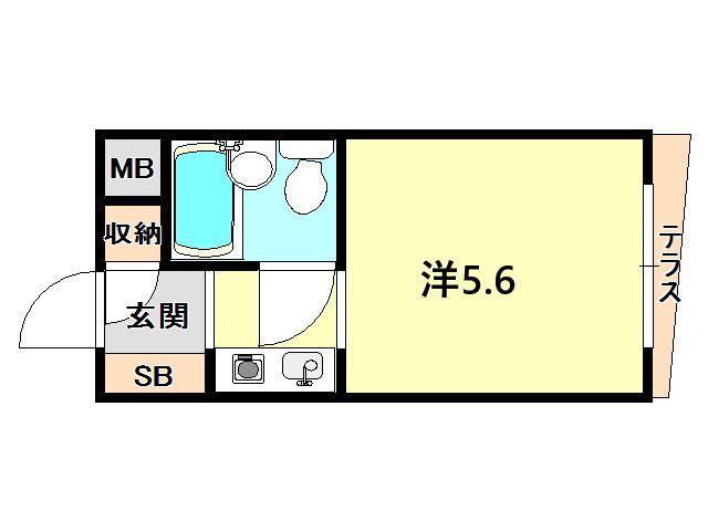 リアライズ甲陽園(ワンルーム/1階)の間取り写真