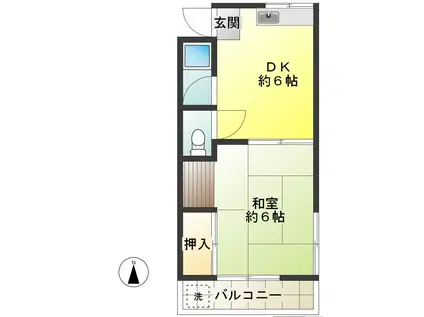 追川ハイツ(1DK/2階)の間取り写真