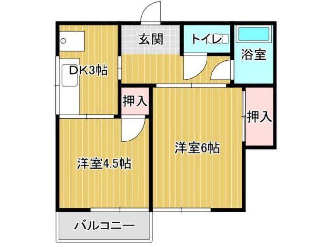リバティ清水(2K/2階)の間取り写真