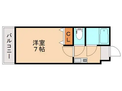 フラット5瓜生(1K/2階)の間取り写真
