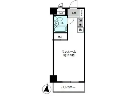 中銀亀戸マンション(ワンルーム/3階)の間取り写真