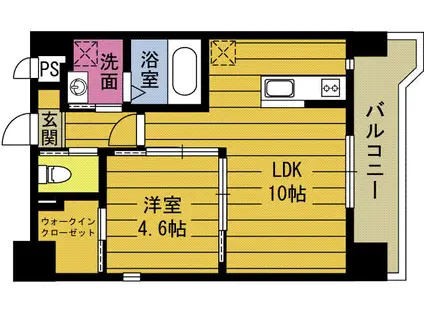 プランタン城崎(1LDK/6階)の間取り写真
