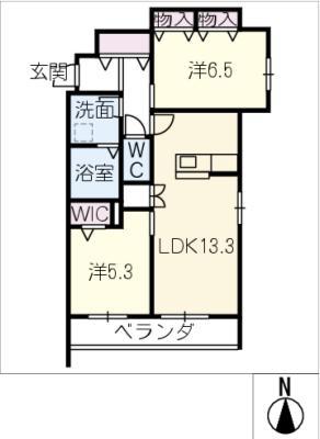 LA PACE 川名(2LDK/2階)の間取り写真