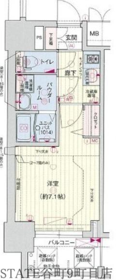 プレサンス難波フィールド(1K/11階)の間取り写真