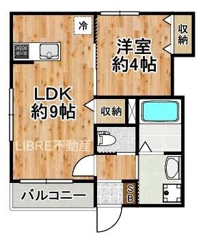 ジェイドパレス千島(1LDK/1階)の間取り写真