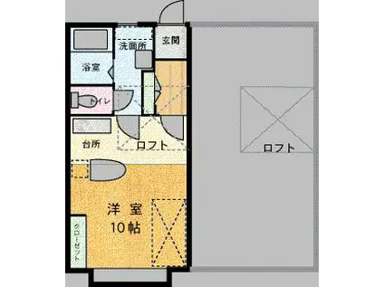 ガーデンヒル(ワンルーム/2階)の間取り写真
