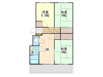 グリーンパークマンション(3DK/1階)の間取り写真