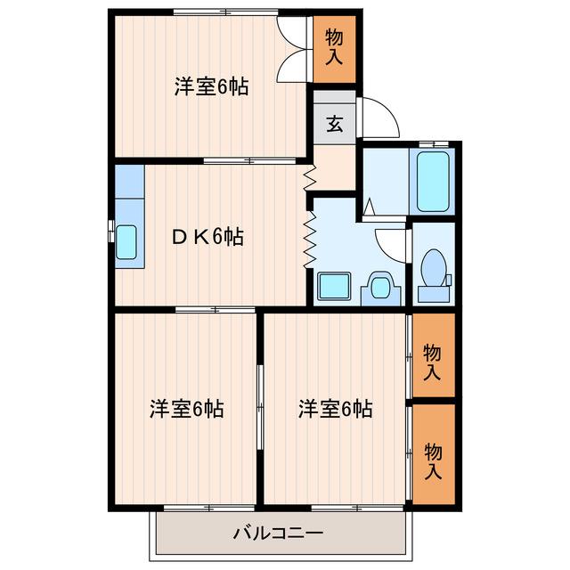 リヴェールJ・I(3DK/2階)の間取り写真